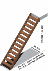 Typové schody přímé DUHA 800/2800 schéma
