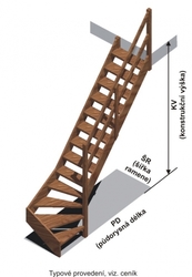 Typové schody lomené DUHA 800/2800, schéma