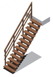 Typové schody přímé HORAL 900/2800 se zábradlím schéma