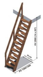 Typové schody přímé MLÝN KLASIK 650/2900 schéma