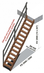 Typové schody přímé KOLOS 650/2900 schéma