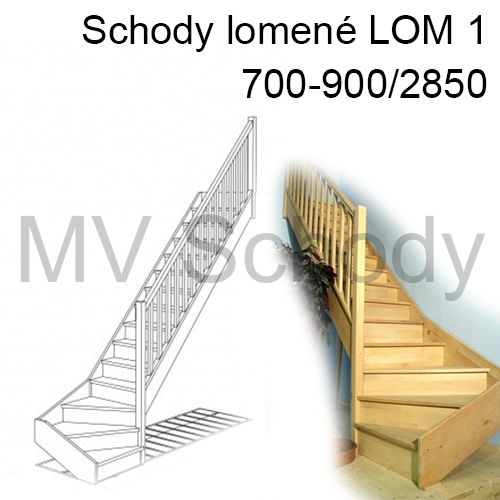 Typové schody LOM1 700-900/2850