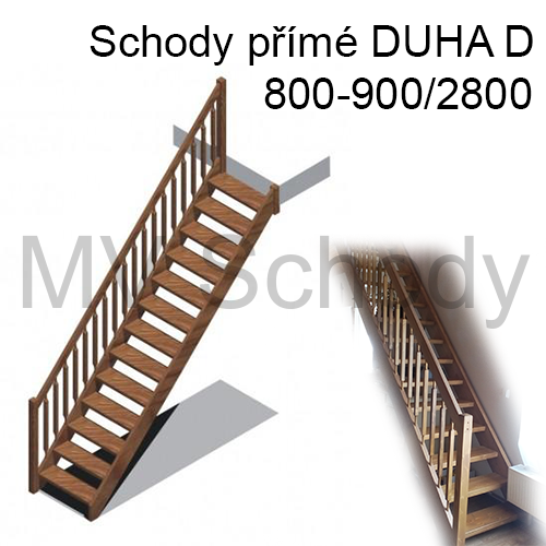 Typové schody přímé DUHA D 800-900/2800
